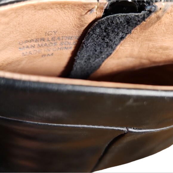 Jeffrey Campbell Rave Ankle Boots Size 6 M Black Leather Glitter Wedge Platform - Picture 8 of 8